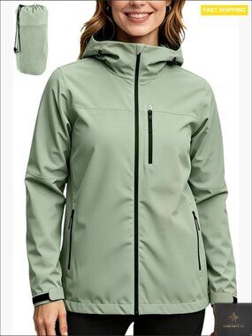 Waterproof Rain Jacket Lightweight Windbreaker Packable Hooded Outdoor Cycling